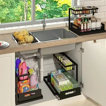 FOLLOWIN Slide Out Organizers for Kitchen and Bathroom