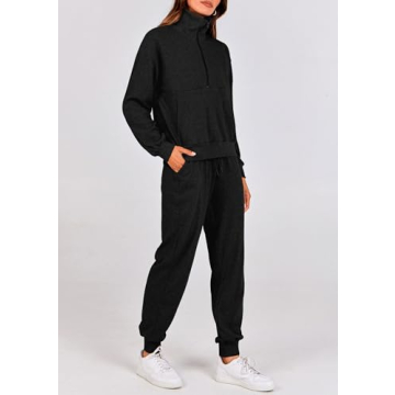 Stylish PRETTYGARDEN Women’s Sweatsuit Set in Ribbed Fabric