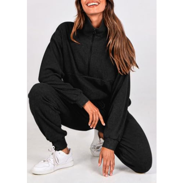Stylish PRETTYGARDEN Women’s Sweatsuit Set in Ribbed Fabric