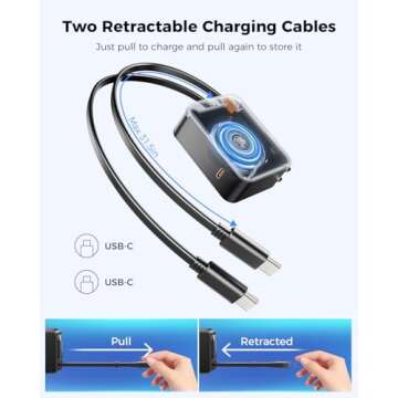 SUPERONE 62W Retractable Wall Charger with Dual Cables, 3-Port USB C Charger Block, 35W Phone Charge...