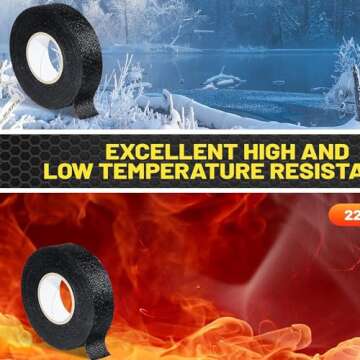 Seigun 4 Rolls Wire Loom Harness Tape, Wiring Harness Cloth Tape, Black Adhesive Fabric Tape for Aut...