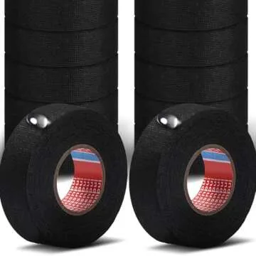 Seigun 4 Rolls Wire Loom Harness Tape, Wiring Harness Cloth Tape, Black Adhesive Fabric Tape for Automobile Electrical Wire harnessing Noise Damping Heat Proof 19 mm X 15m