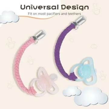 POKIPAW Pacifier Clip for Boys and Girls 6 Pack Baby Pacifier Holder Leash 100% Handmade Braided Fits All Pacifiers & Teething Toys Modern Unisex Baby Gift (Charming Pastels)