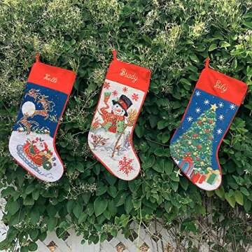Lillian Vernon Personalized Heirloom Christmas Stocking Needlepoint Christmas Tree, 100% Wool, 9.5" W x 17" L