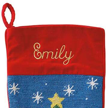 Lillian Vernon Personalized Heirloom Christmas Stocking Needlepoint Christmas Tree, 100% Wool, 9.5" W x 17" L