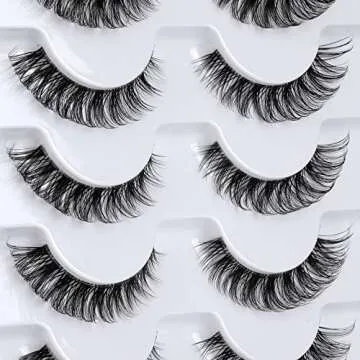 Natural C Curl Strip Lashes - 7 Pairs for Glam Looks
