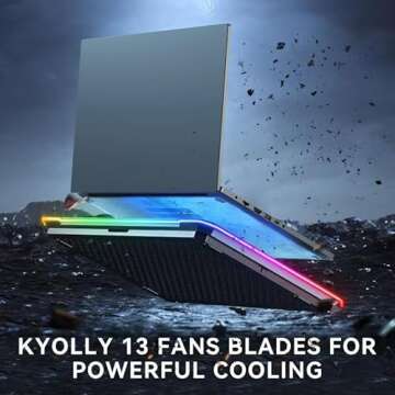 KYOLLY RGB Laptop Cooling Pad Gaming Laptop Cooler, Laptop Fan Cooling Stand with 13 Quiet Cooling F...