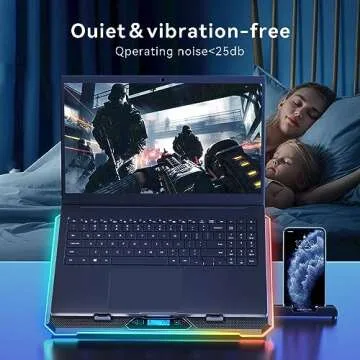 KYOLLY RGB Laptop Cooling Pad Gaming Laptop Cooler, Laptop Fan Cooling Stand with 13 Quiet Cooling Fans for 15.6-17.3 inch laptops, 9 Height Stand, LED Lights & LCD Screen, 2 USB Ports, Lap Desk Use