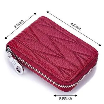 Genuine Leather RFID Credit Card Wallet in Wine Red