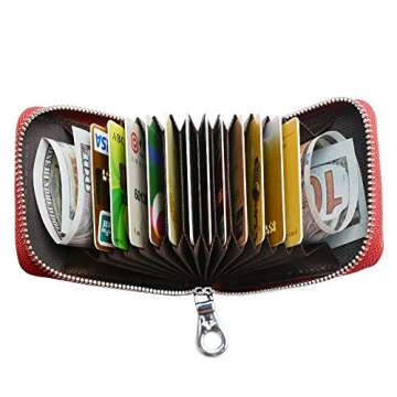 Genuine Leather RFID Credit Card Wallet in Wine Red