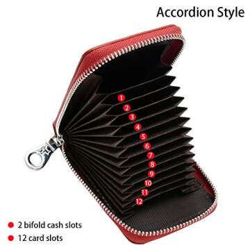 Genuine Leather RFID Credit Card Wallet in Wine Red