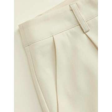 CIDER High Waist Pleated Wide Leg Pants: Beige, L