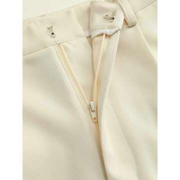 CIDER High Waist Pleated Wide Leg Pants: Beige, L