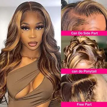 Aicrelery 26 Inch Body Wave Lace Front HD Wig for Women
