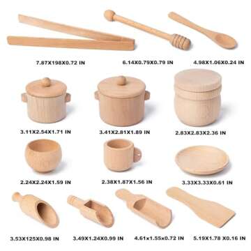 Busy edition 13-Piece Wooden Sensory Bin Tools for Toddlers Montessori Toys, Matching Sensory Bins for Toddlers 1-3, Sensory Table Tools for Transfer Work and Fine Motor Learning