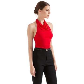 SUUKSESS Women Halter Backless Tank Tops Sexy High Neck Summer Going Out Tops Sleeveless Camisole To...