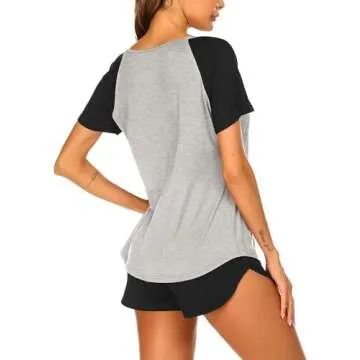 Ekouaer Women's Pajama Short Sleeve Sleepwear Soft Pj Set Top and Shorts Pajamas Set Light Grey M