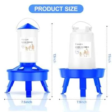 Tiflev Top Filling Chick Feeder and Waterer Kit with Scoop, 3.3LBS Chick Feeder and 0.4Gal Chick Waterer with 3 Heights Adjustable Legs for Chicks