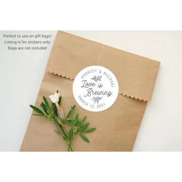 Love is brewing sticker, Coffee favors, Wedding favor stickers, Tea favors, Party Favor Stickers, wedding favor labels F16:20