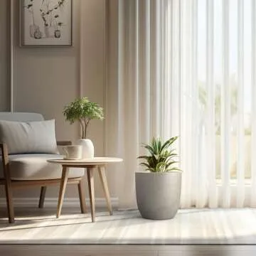 Kante 13.4" Dia Round Concrete Planter, Large Outdoor Modern Indoor Decorative Plant Pots with Drainage Hole and Rubber Plug for Home and Garden, Weathered Concrete