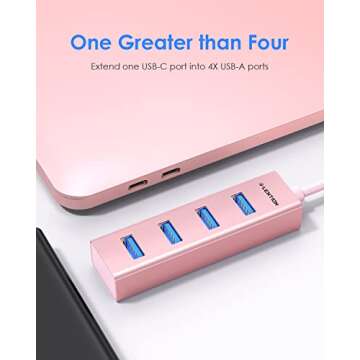 LENTION 4-in-1 USB C Hub, 4 USB 3.0 Ports, USB C to USB A Multiport Adapter for 2023-2016 MacBook Pr...