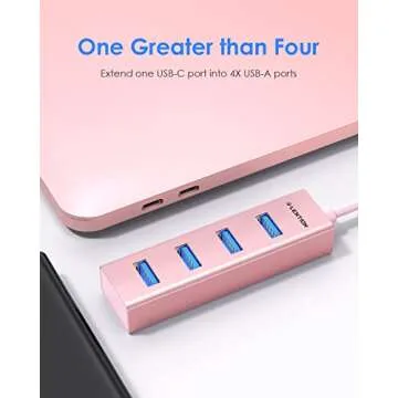 LENTION 4-in-1 USB C Hub, 4 USB 3.0 Ports, USB C to USB A Multiport Adapter for 2023-2016 MacBook Pr...