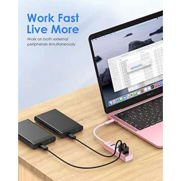 LENTION 4-in-1 USB C Hub, 4 USB 3.0 Ports, USB C to USB A Multiport Adapter for 2023-2016 MacBook Pro, Mac Air & Surface, iPad Pro, Chromebook, More, Stable Driver Certified (CB-C22s, Rose Gold)