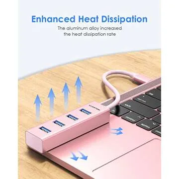LENTION 4-in-1 USB C Hub, 4 USB 3.0 Ports, USB C to USB A Multiport Adapter for 2023-2016 MacBook Pro, Mac Air & Surface, iPad Pro, Chromebook, More, Stable Driver Certified (CB-C22s, Rose Gold)