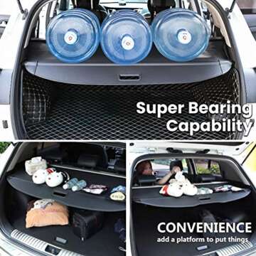 Trunk Cargo Cover for Toyota 4runner 2010-2018 2019 2020 2021 2022 2023 2024 Retractable Rear Trunk Cargo Luggage Security Shade Cover Shield Waterproof Custom Fit All Weather (Black)