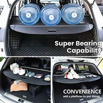 Trunk Cargo Cover for Toyota 4runner 2010-2018 2019 2020 2021 2022 2023 2024 Retractable Rear Trunk Cargo Luggage Security Shade Cover Shield Waterproof Custom Fit All Weather (Black)