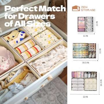 12 Pack Drawer Organizer with Zipper for Baby Clothes