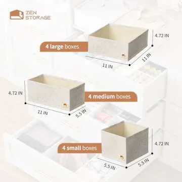 12 Pack Drawer Organizer with Zipper for Baby Clothes