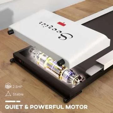 Soozier Under Desk Treadmill, Portable Walking Pad, Walking Jogging Machine with Foldable Wheels, LED Display, Remote Control, 264 lbs Weight Capacity, White
