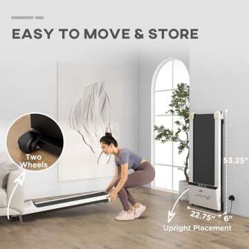 Soozier Under Desk Treadmill, Portable Walking Pad, Walking Jogging Machine with Foldable Wheels, LED Display, Remote Control, 264 lbs Weight Capacity, White