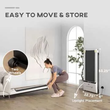 Soozier Under Desk Treadmill, Portable Walking Pad, Walking Jogging Machine with Foldable Wheels, LED Display, Remote Control, 264 lbs Weight Capacity, White