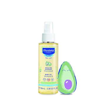 Mustela Baby Oil - Moisturizing Oil for Massage - with Natural Avocado, Pomegranate & Sunflower Oil - 3.38 fl. Oz