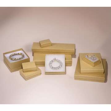 TheDisplayGuys 25-Pack #11 Cotton Filled Cardboard Paper Jewelry Box Gift Case - Kraft Brown (2.1" x 1.8" x 0.8")