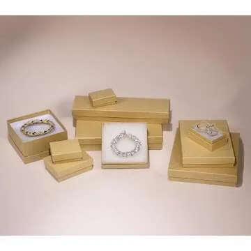 TheDisplayGuys 25-Pack #11 Cotton Filled Cardboard Paper Jewelry Box Gift Case - Kraft Brown (2.1" x 1.8" x 0.8")