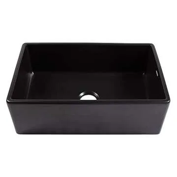 Sinkology SK499-30FC-MB-AMZ Austen Farmhouse 30 in. Single Bowl Summer Night Matte Black Care IQ Kit Fireclay Kitchen Sink