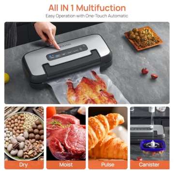 Vacuum Sealer Machine, SEATAO 80Kpa Food Vacuum Sealer Machine Preservation Dry/Moist Modes, Handle ...