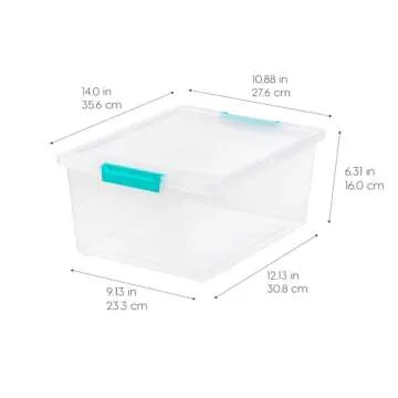 IRIS USA 12 Qt. Plastic Storage Bins Containers with Lids, 4 Pack, Sensory Bin, Craft Storage, Craft Organizers and Storage, Organizing Container for Home, Office and School Supplies, Stackable, Clear