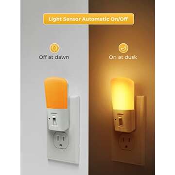 LOHAS Amber Dimmable Plug in Yellow Night Light with Dusk to Dawn Sensor for Kids Bedroom, 5-80LM Suit for Nursery, Hallway, Stairway,Bedroom, Bathroom,2Pack
