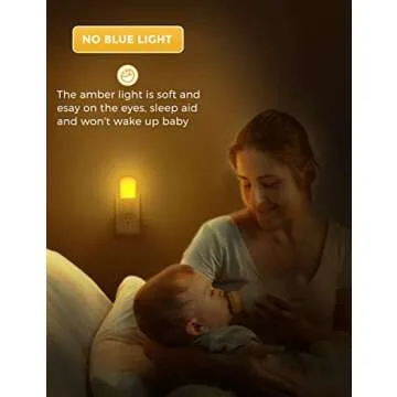 LOHAS Amber Dimmable Plug in Yellow Night Light with Dusk to Dawn Sensor for Kids Bedroom, 5-80LM Suit for Nursery, Hallway, Stairway,Bedroom, Bathroom,2Pack
