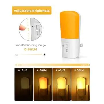 LOHAS Amber Dimmable Plug in Yellow Night Light with Dusk to Dawn Sensor for Kids Bedroom, 5-80LM Suit for Nursery, Hallway, Stairway,Bedroom, Bathroom,2Pack