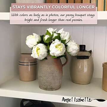 Angel Isabella Realistic Peony Bouquet - Real Touch Artificial Flowers for Decoration - Beautiful Ar...