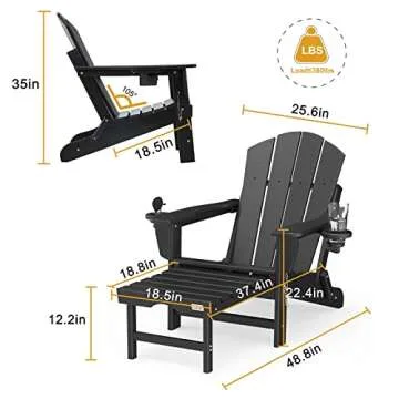 Mdeam Adirondack Chair with Retractable Ottoman