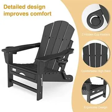 Mdeam Adirondack Chair with Retractable Ottoman