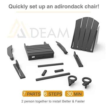 Mdeam Adirondack Chair with Retractable Ottoman