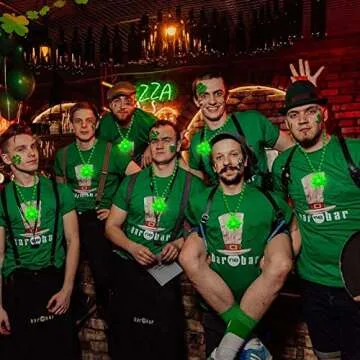 TURNMEON 10 Pack St.Patrick's Day Light up Shamrocks Necklaces Accessories Metallic Green Beads Necklace Irish St. Patrick's Day Party Favors Supplies Dressing-up Costume for Women Men