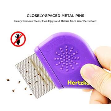 Long Teeth Comb by Hertzko - Closely Spaced Metal Pin for Your Pet’s Coat - 25mm Long Metal Teeth are Great for Long Hair Areas on Dogs and Cats (Long Teeth)